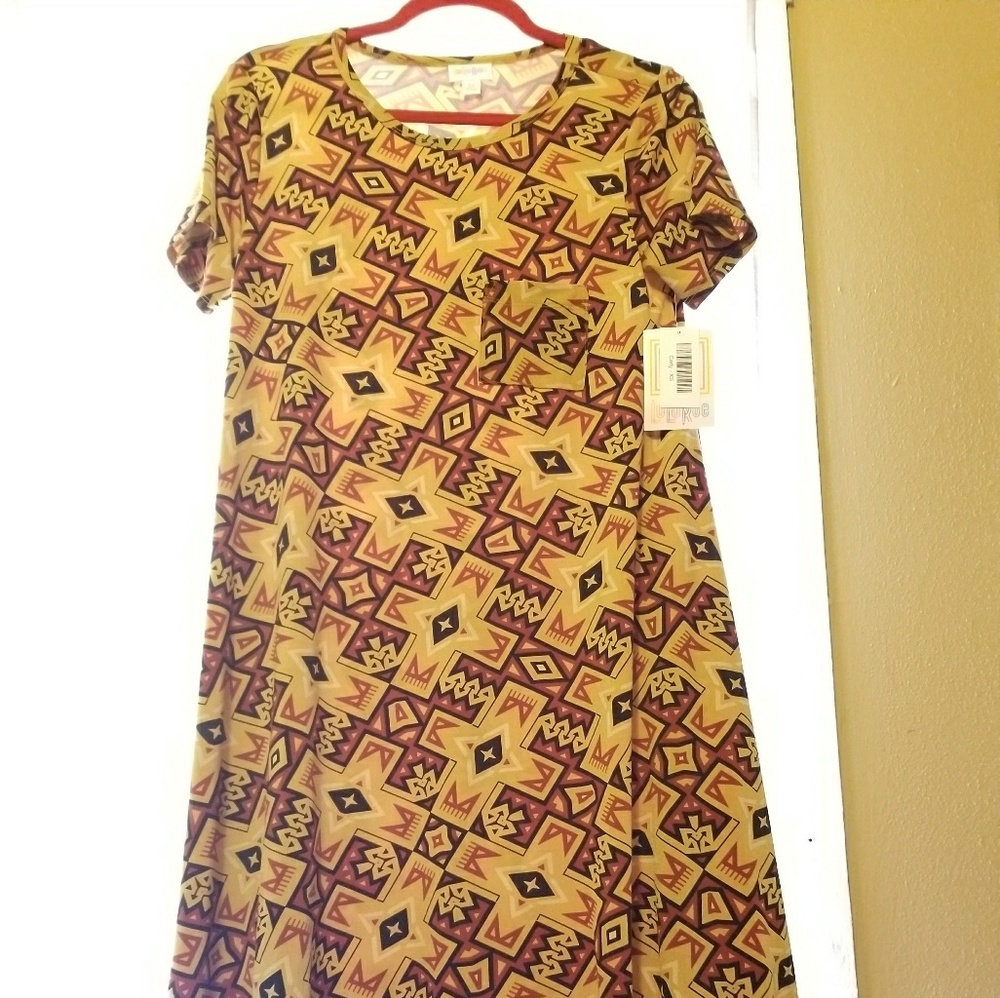 LULAROE Carly XS yellow red black Nwot
